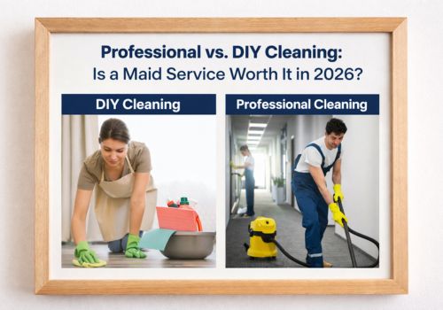 A professional cleaner from Maid You Look performing a deep clean in a Centennial home to improve indoor air quality.