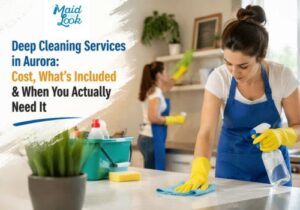 Professional deep cleaning service in Aurora showing detailed kitchen and bathroom cleaning for a spotless and hygienic home