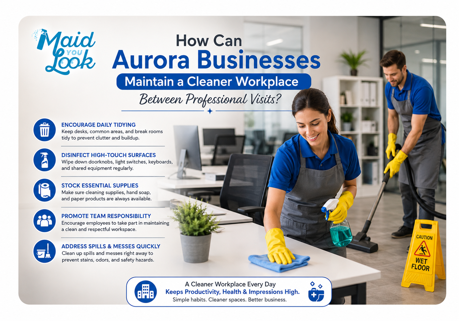 Office cleaning services in Aurora helping businesses maintain a clean workplace between professional visits